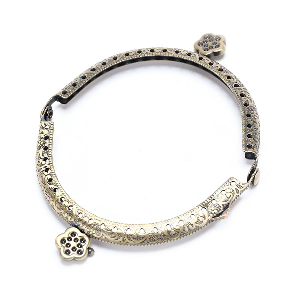 1X 8.5cm Retro Flower  Handbag Handle Metal Frame Kiss Clasp Lock Purs.l8