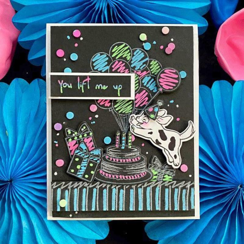 Cat Dog Happy Birthday Silicone Stamps Metal Cutting Dies Stencil Template Set