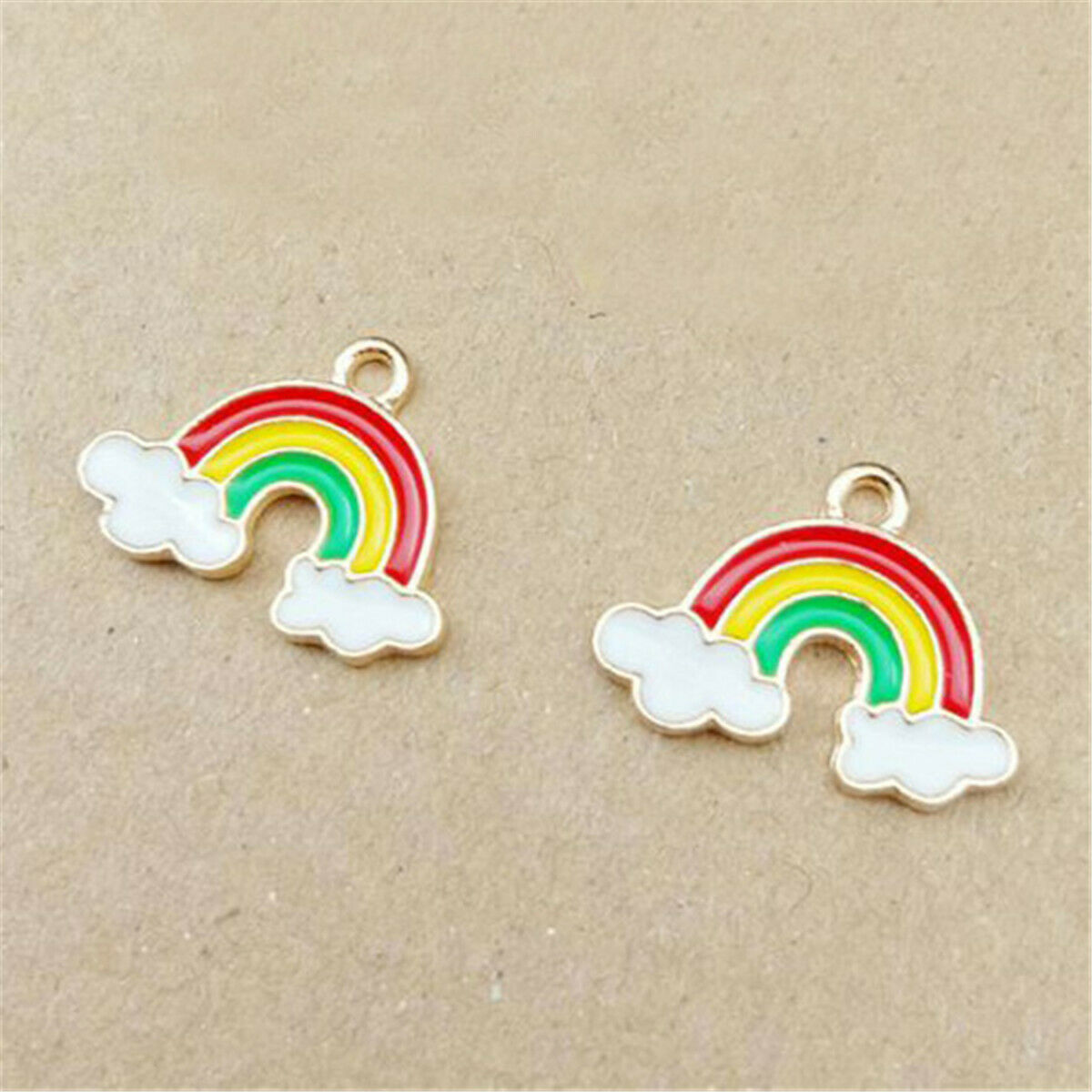 10PCS Enamel Rainbow Charm Pendants For DIY Bracelet Jewelry Finding Making