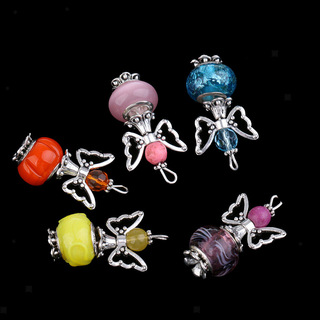 5x Alloy Acrylic Butterfly Wings Angel Charms Pendants For Necklace Making