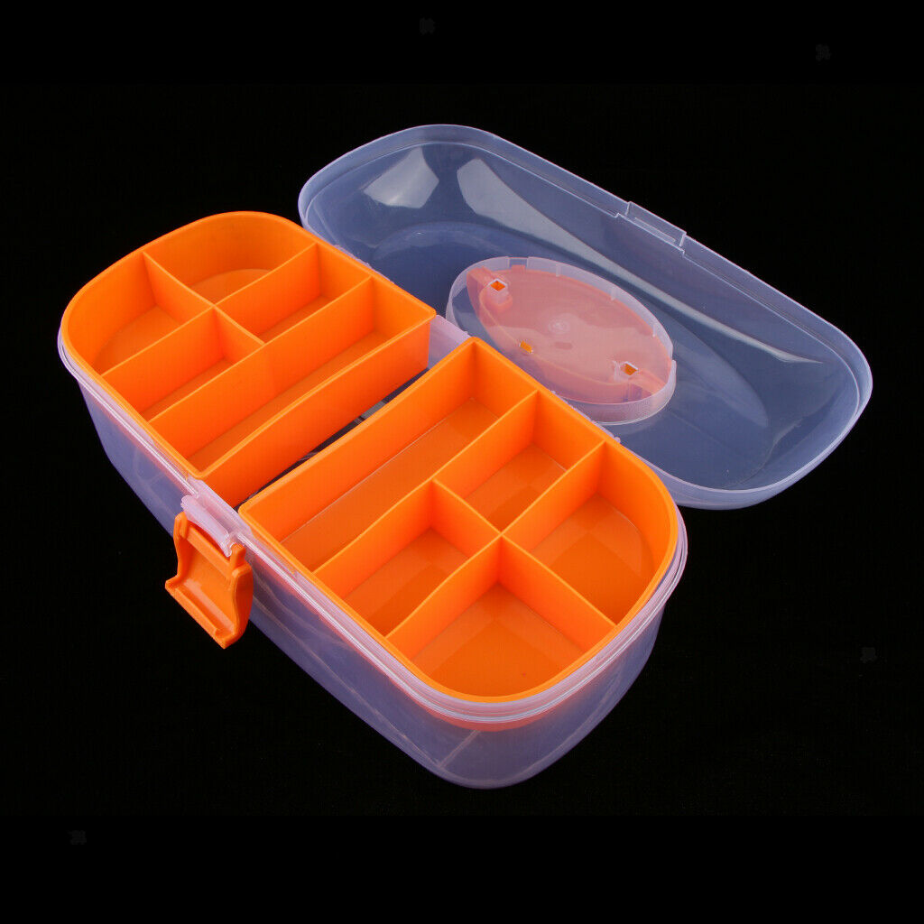 2 Layered Plastic Nail Art Tools Storage Box Brushes Pens Organizer Case Orange