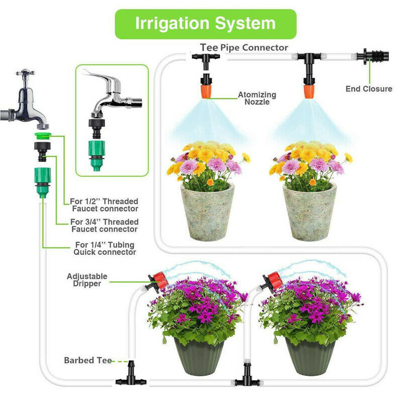164 PCS Micro Drip Irrigation Automatic Timer Plant Watering Garden Hose System