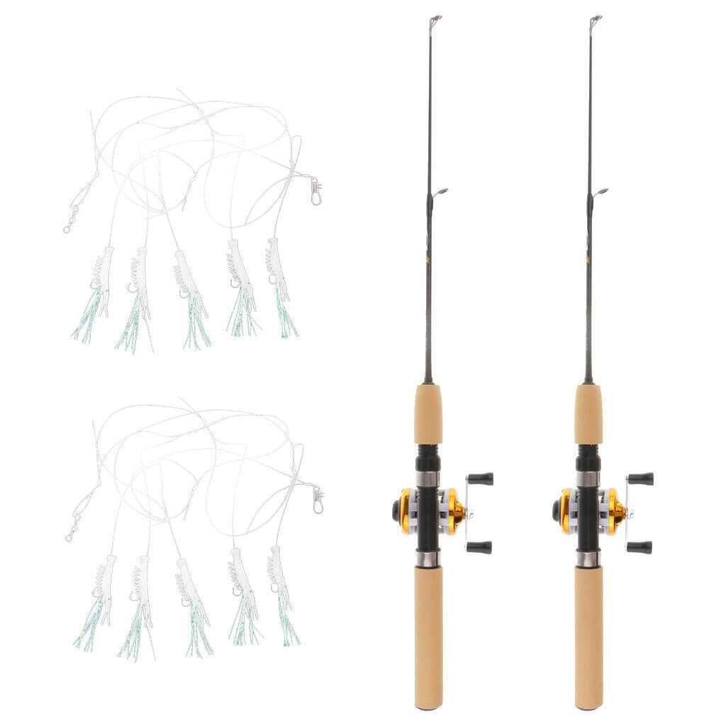 2x Ice Fishing Rod Lightweight Micro   Rod w/ Reel Accessories Kit L