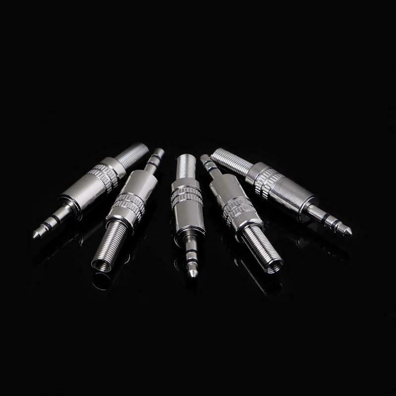5 Pcs Metal 3.5mm 2 Ring 3P Stereo Jack Plug Cable Solder Adapter Terminal