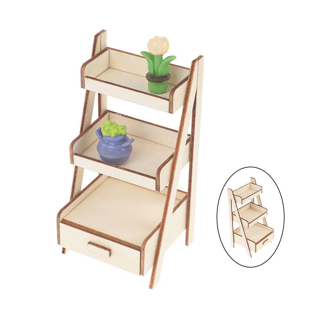 1/12 Scale Mini 3-Layers Shelf Flower Stand Simulation Supplies Ornaments