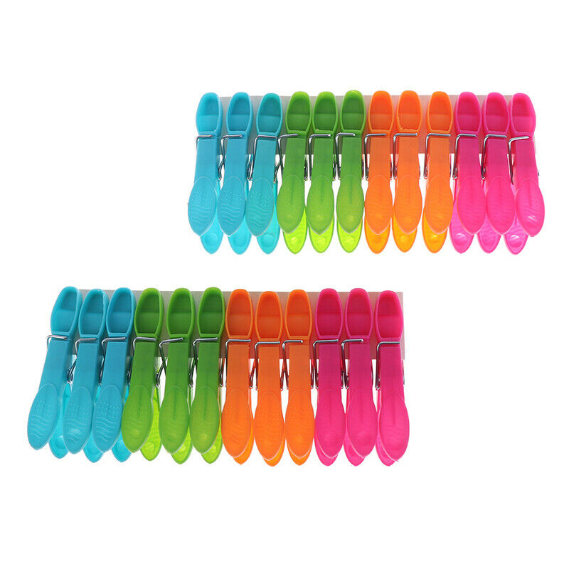 24Pcs Laundry Clothes Pins Hanging Pegs Clips Plastic Clothespins  Hangers T TL
