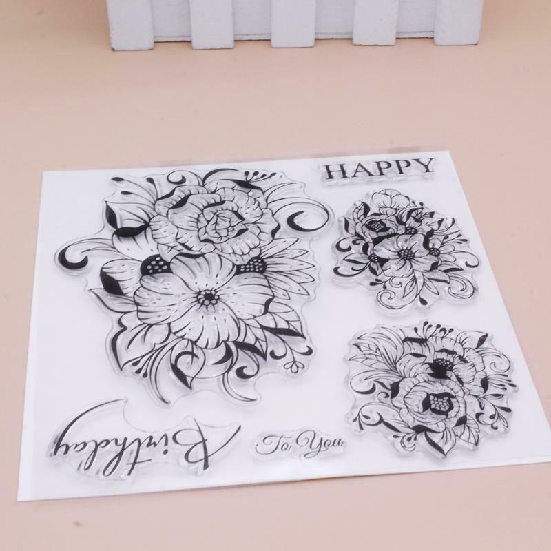Flower Group Silicone Clear Seal Stamp DIY Scrapbooking Embossing Photo Album