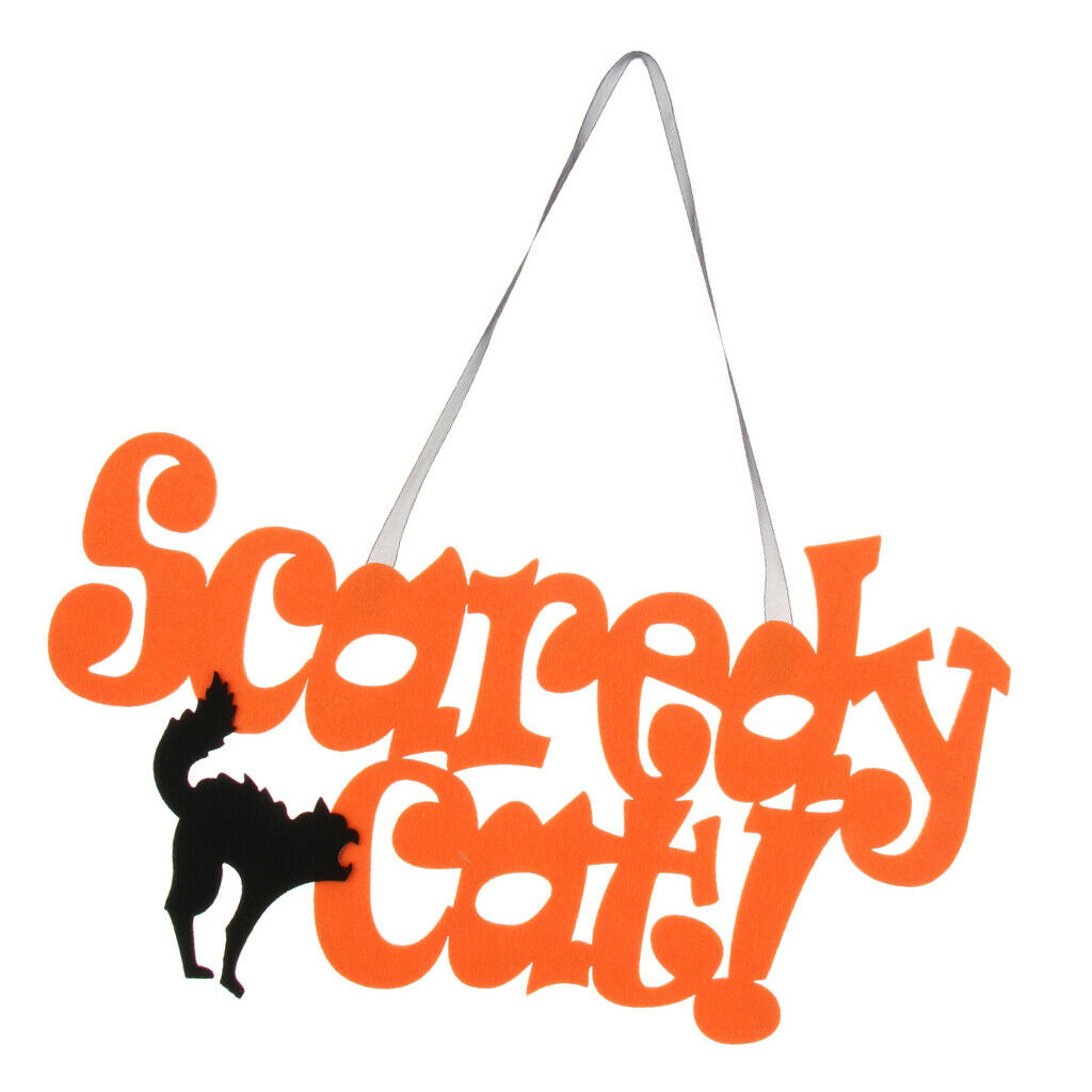 Scaredy Cat Hanging Nonwoven Signs Halloween Wall Door Hanging Pendant Decor