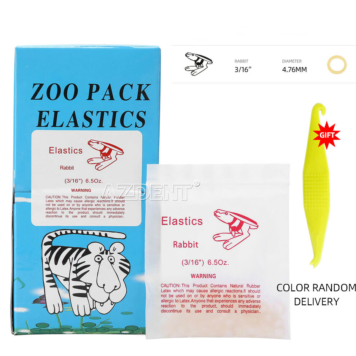 5X Dental Ortho Zoo Pack Elastics latex Rubber Band 3/16 Rabbit 6.5OZ 5000PC/Box