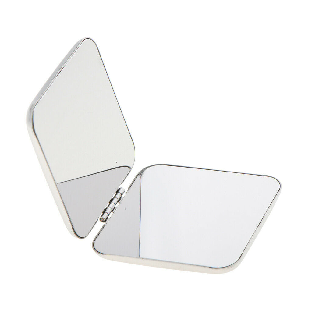 Square Compact Full Stainless Steel Makeup Magnifying Mirror 2 Sided