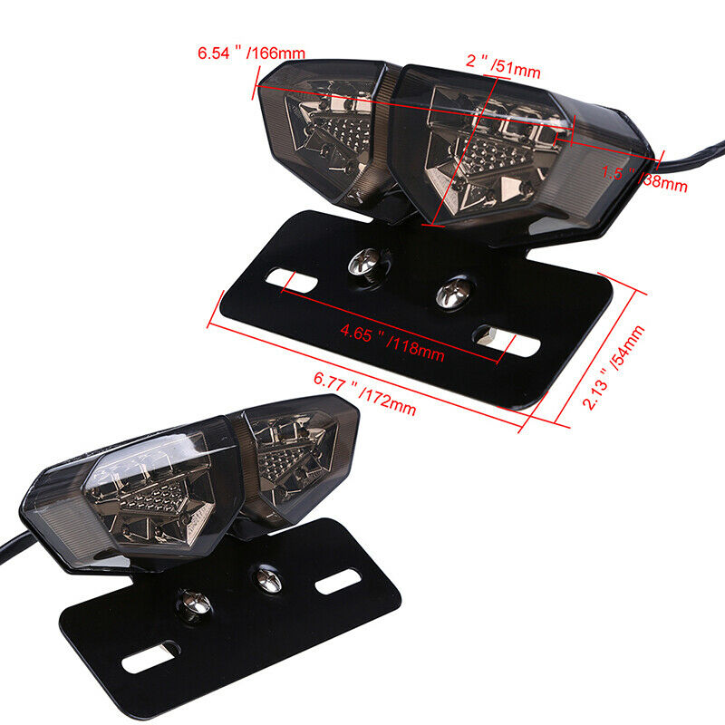 Motorcycle Rear Taillight Turn Signal Brake License Plate Holder Integrated Lamp