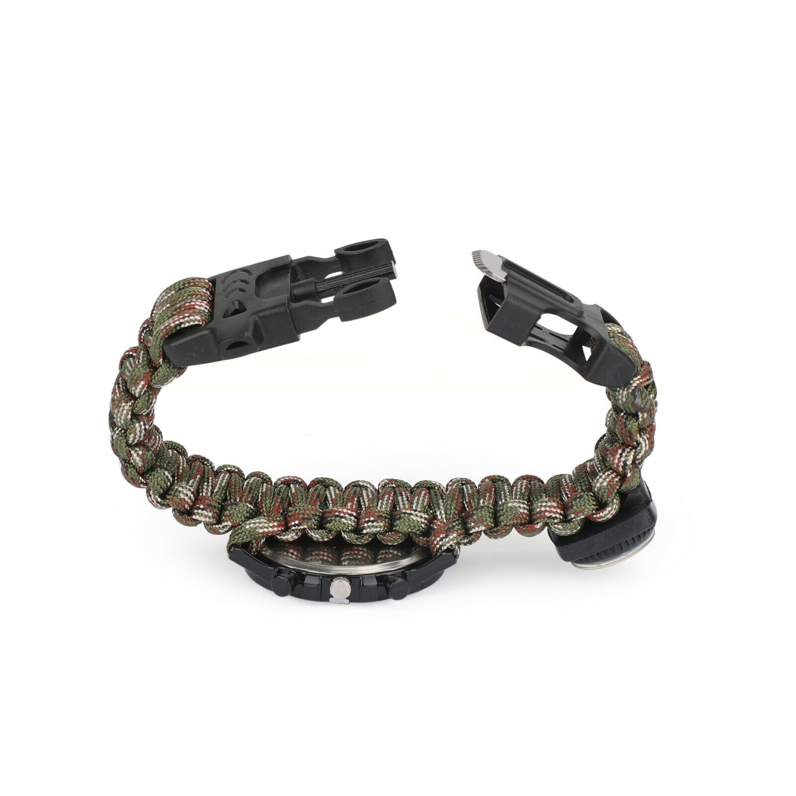 Watch Bracelet Paracord Compass Flint Fire Starter Whistle Outdoor GC B5