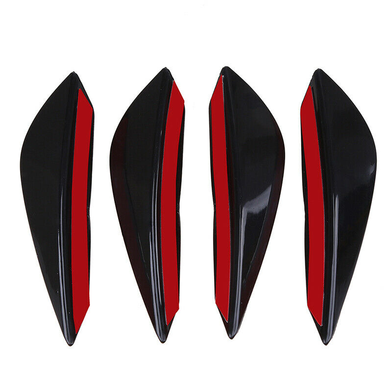 4PCS Universal Glossy Black Rubber Front Bumper Splitter Fins Lip Canard