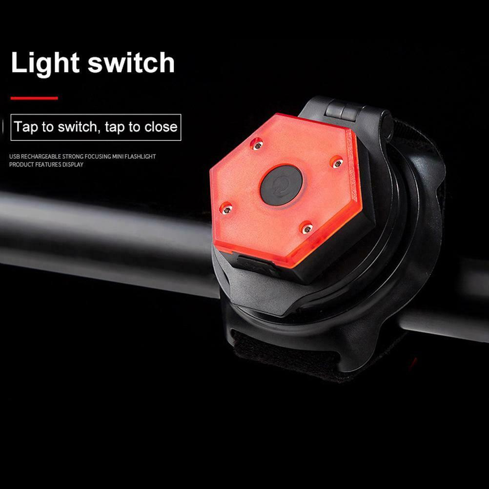 USB Rechargeable Lighted Bicycle Handlebar Rearview Mirror With Wrist Strap