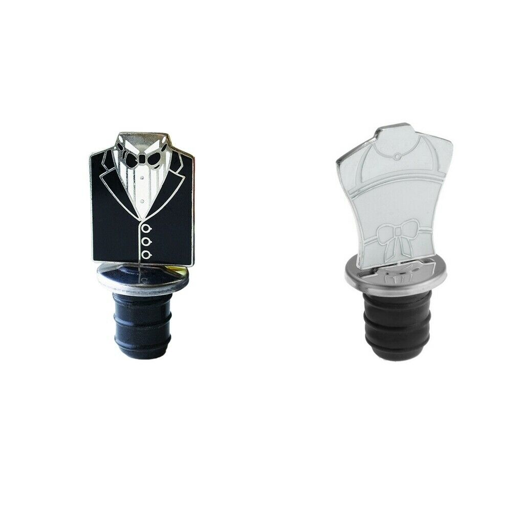2 Pcs Groom Bride Wine Stopper Gifts Box Bottle Caps Wine Liquor Sealed
