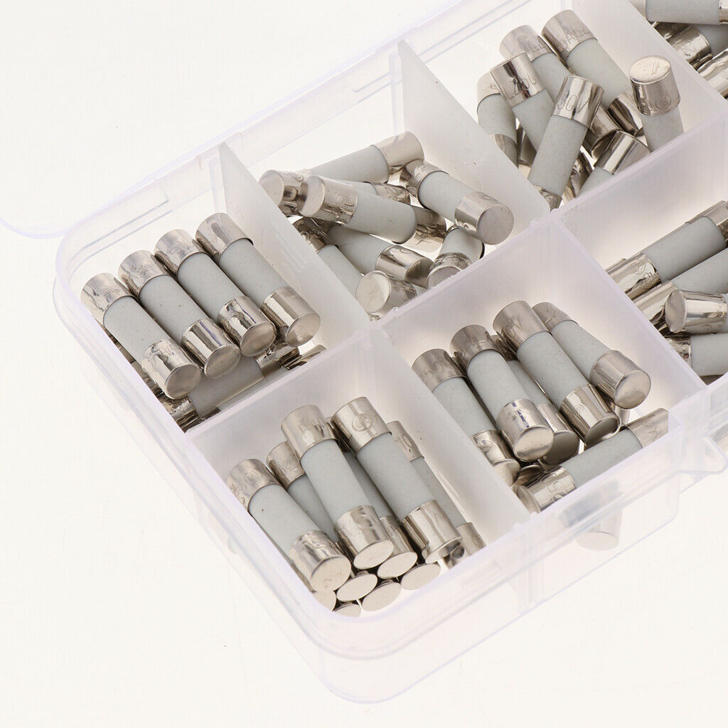 100 Pcs (5x20mm) 250V Fast Blow Glass Tube Fuse Kit 0.5A - 30A Fast-blow Kit
