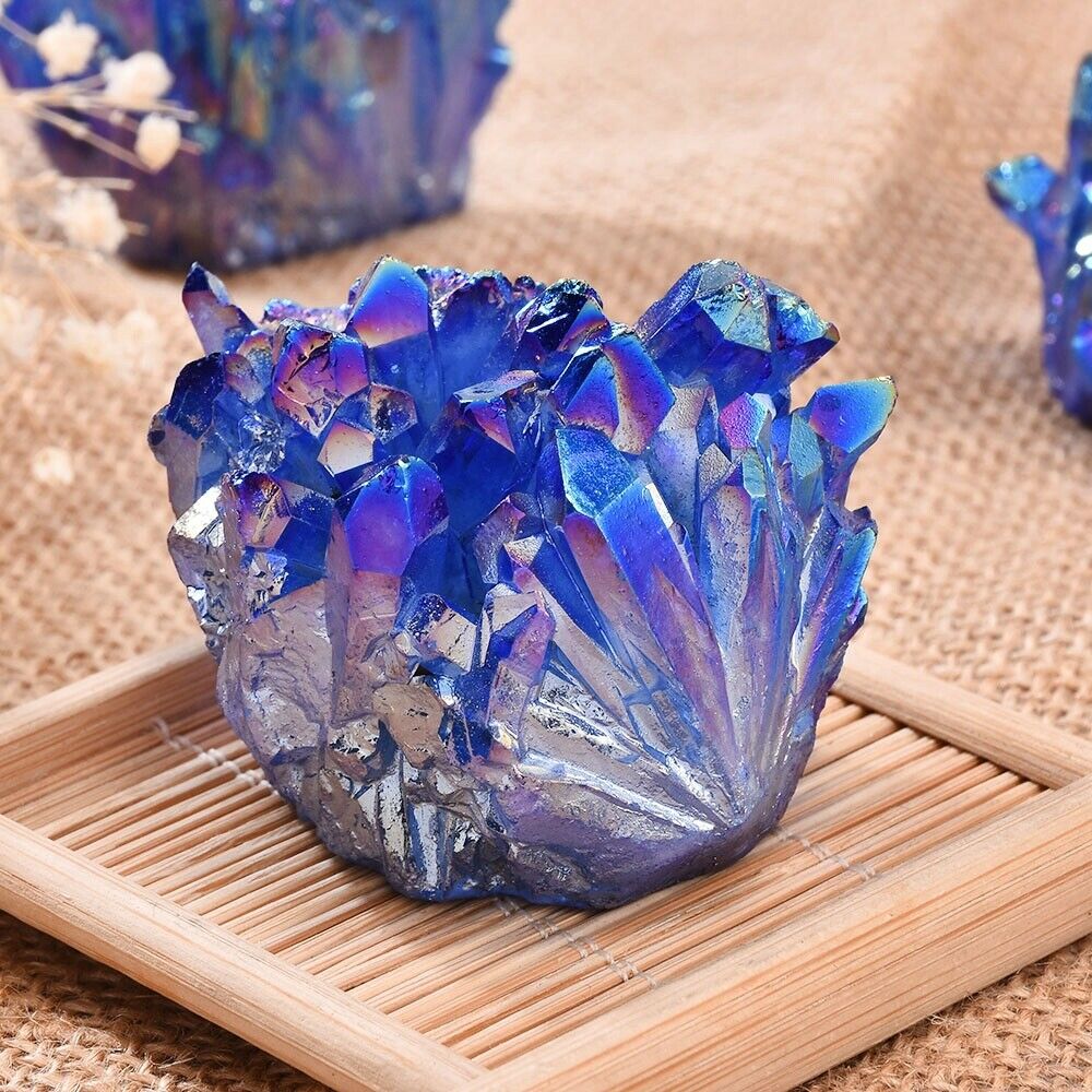 Natural Blue Quartz Crystal Cluster Stone Mineral Healing Specimen Decor Gift