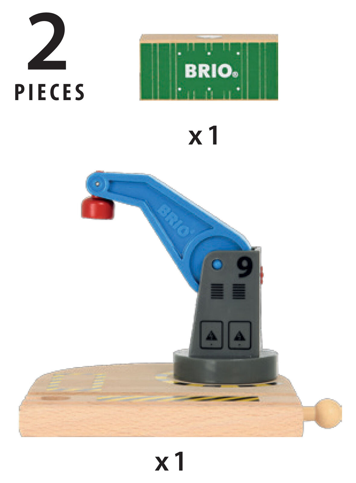 33866 BRIO Low Level Crane Wood & Plastic Train Railway Accessory with Magnet 3+