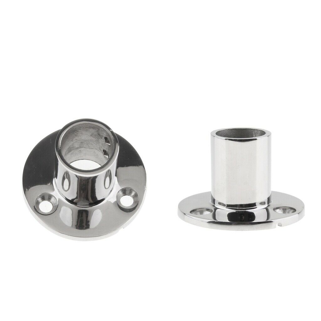 2X Marine Cast Stainless Steel 90 Degree Round Base Rail Fitting 1" OD Tube