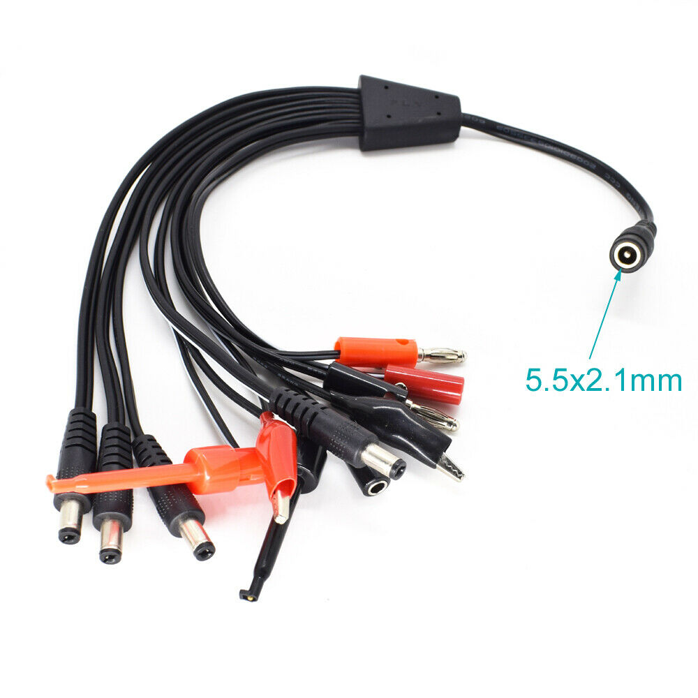 1set DC 5.5x2.1mm Female to 2.1mm Male/Banana Male/Female/Clip/Test Hook Cable