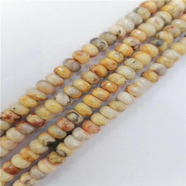 1 Strand 8x5mm Yellow Crazy Lace Agate Faceted Rondelle Spacer Beads 15" HH9324