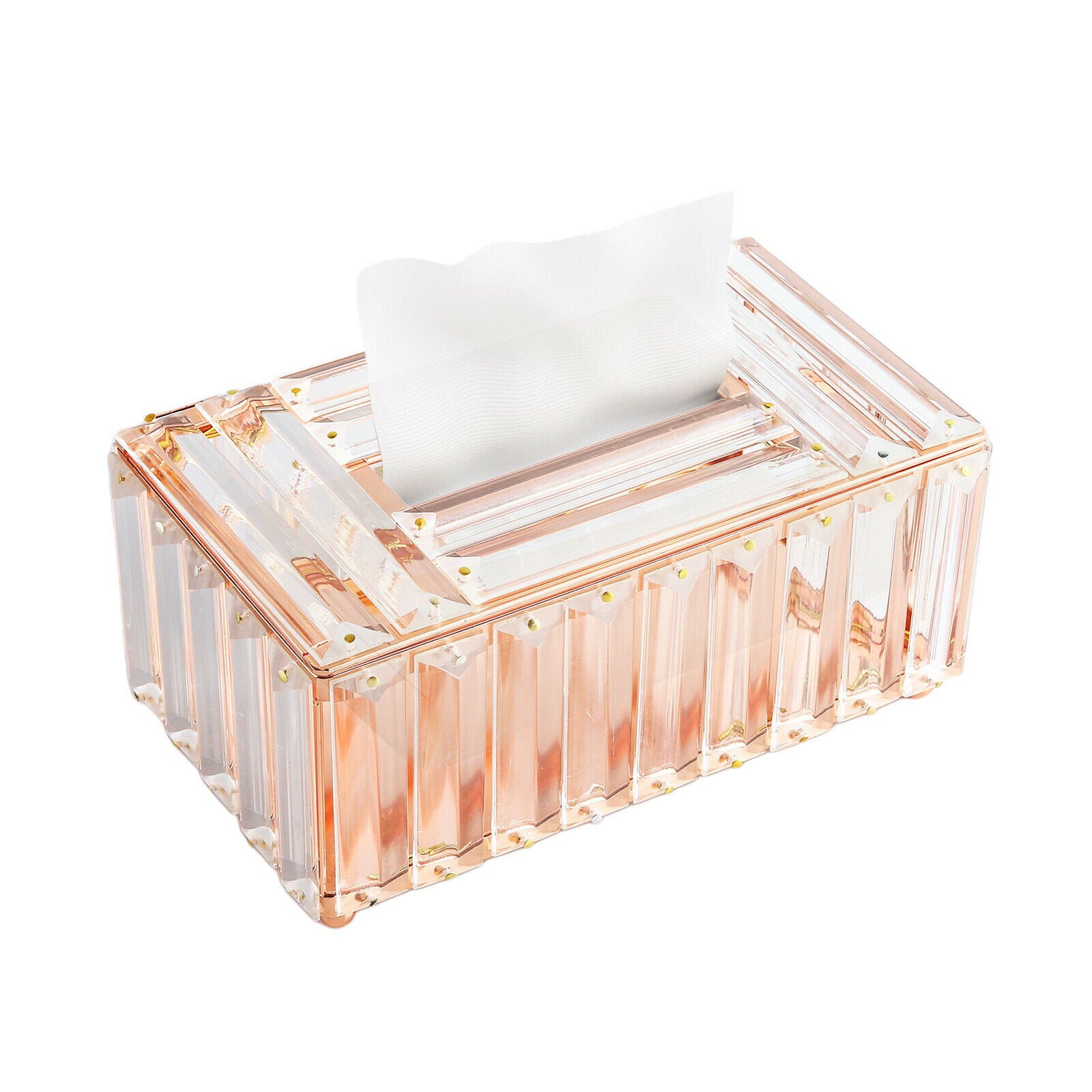 Luxury Crystal Tissue Box Cover Rectangular Napkin Case for Bathroom Office
