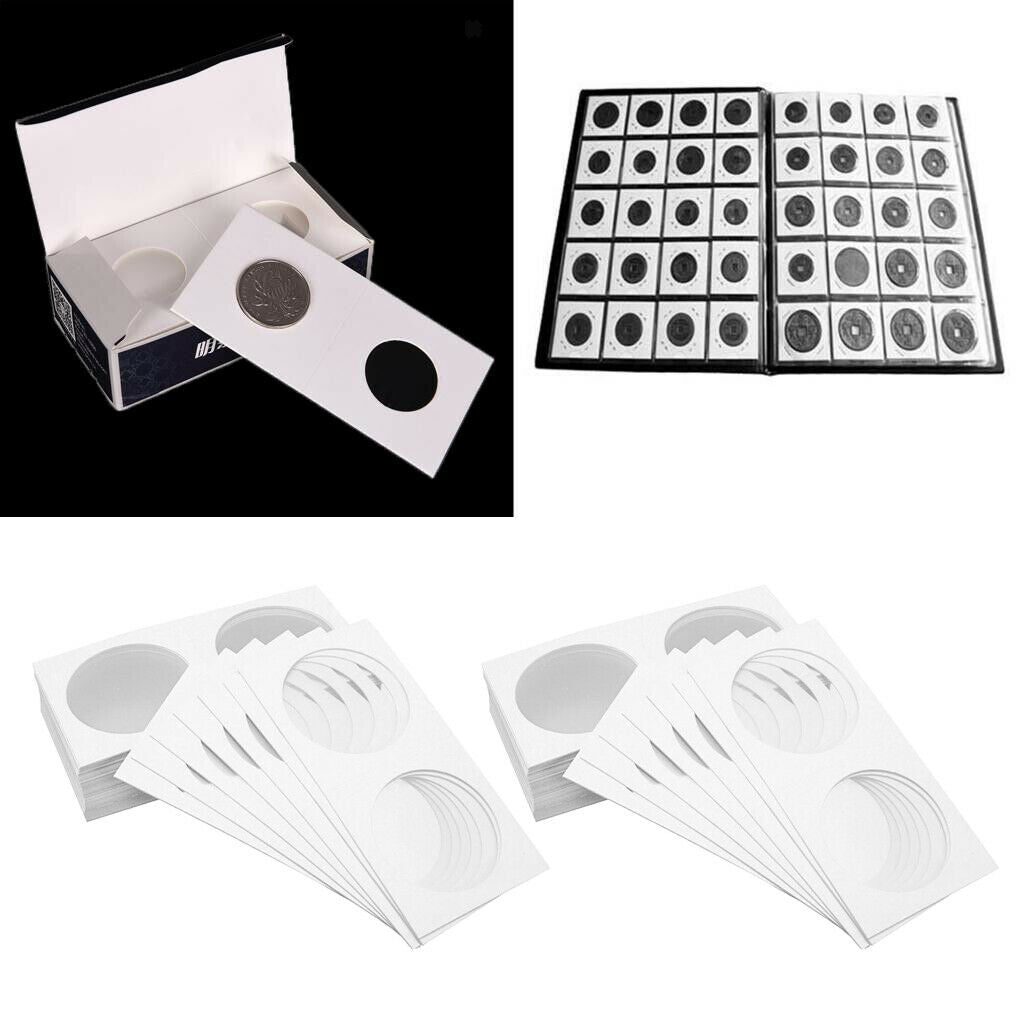 Set of 100 - Thick Coin Holder Card 2x2 Coin Flips for Collector (17.5mm)