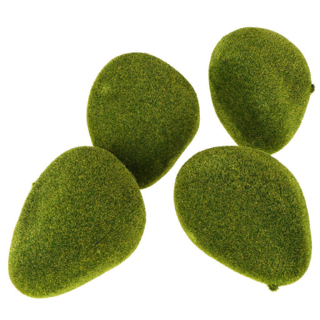 4pcs Artificial Moss Stones Grass Green Plant Potted Home Garden Decor Micro