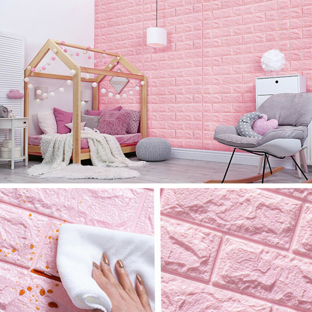 Brick Wallpaper Modern Home Decor Decoration for Bedroom Wall Panels Pink