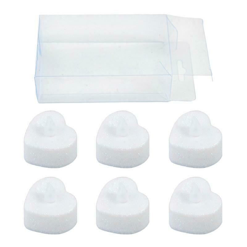 6pcs Heart Shape LED Tealight Candles Battery Operated Electric Glitter Candle