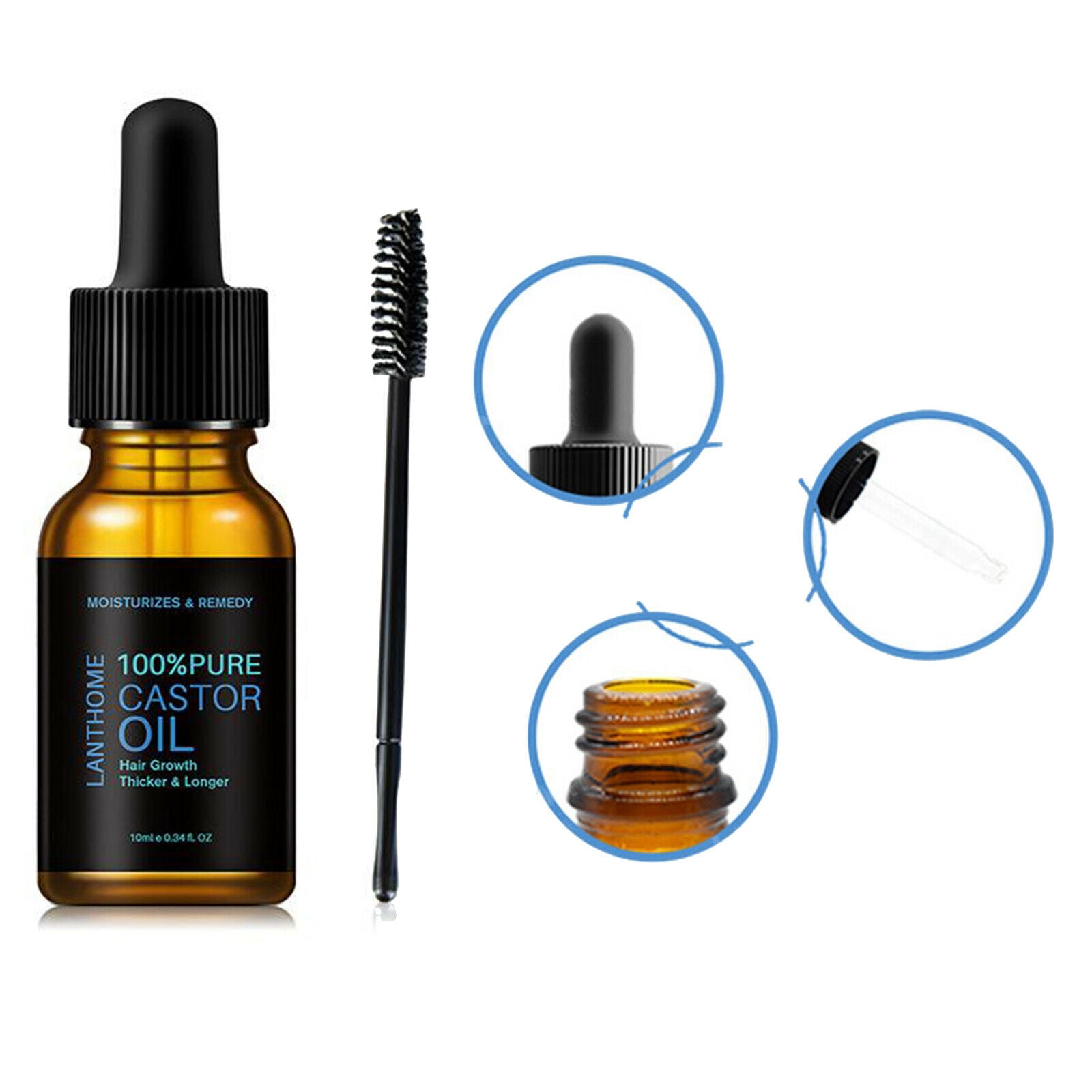Hair Regrow 100% Pure Castor Oil Hair Essential for Eyelashes Growth Thicker