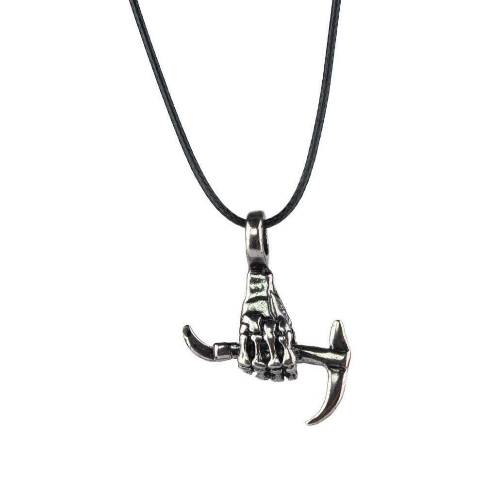 Talisman Viking Odin's Hoe Shape Charms Pendant Gothic Leather Necklace