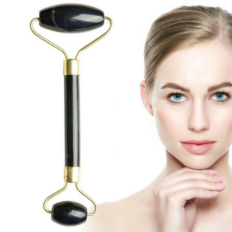 Black Jade Roller Face Massage Double Head Face Massager Natural Stone Ca.l8