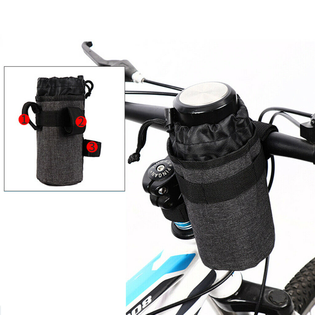 Portable Water Bottle Bag Outdoor Riding Insulated Kettle Sleeve Pouch Gray