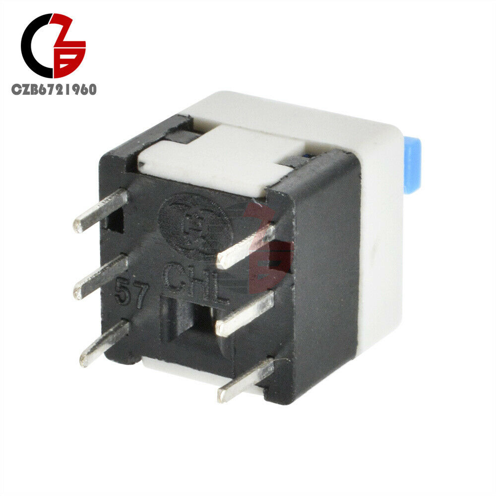 20pcs Cap Self-locking Type Square Blue 8X8mm Button Switch Control