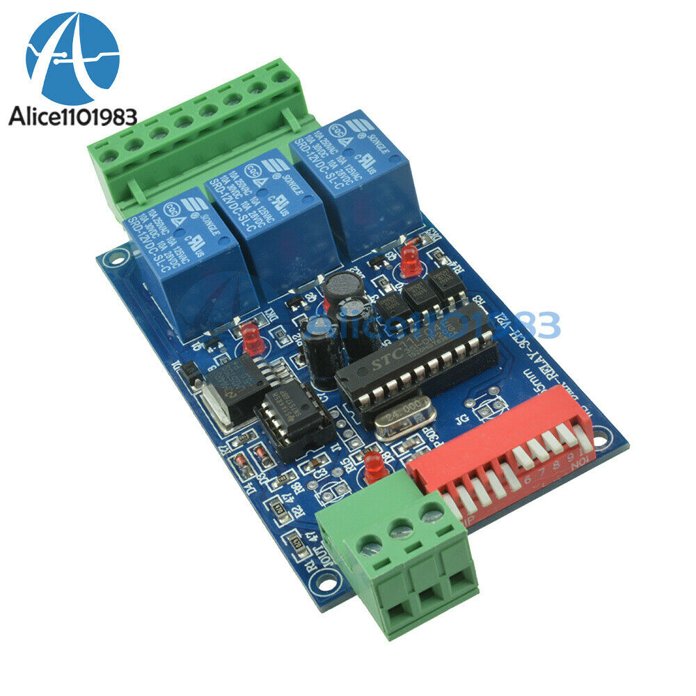 DMX512 5A 3-Channel Controlled Relay Switch DIY Kit Converter DMX Dimmer Relay