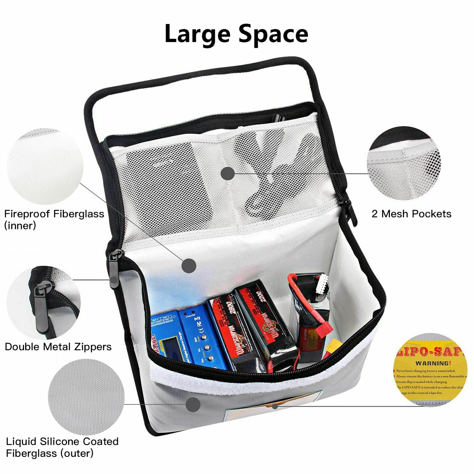 Lipo Safe Bag Waterproof Fireproof Storage Case for Li-po Battery Safety Guard