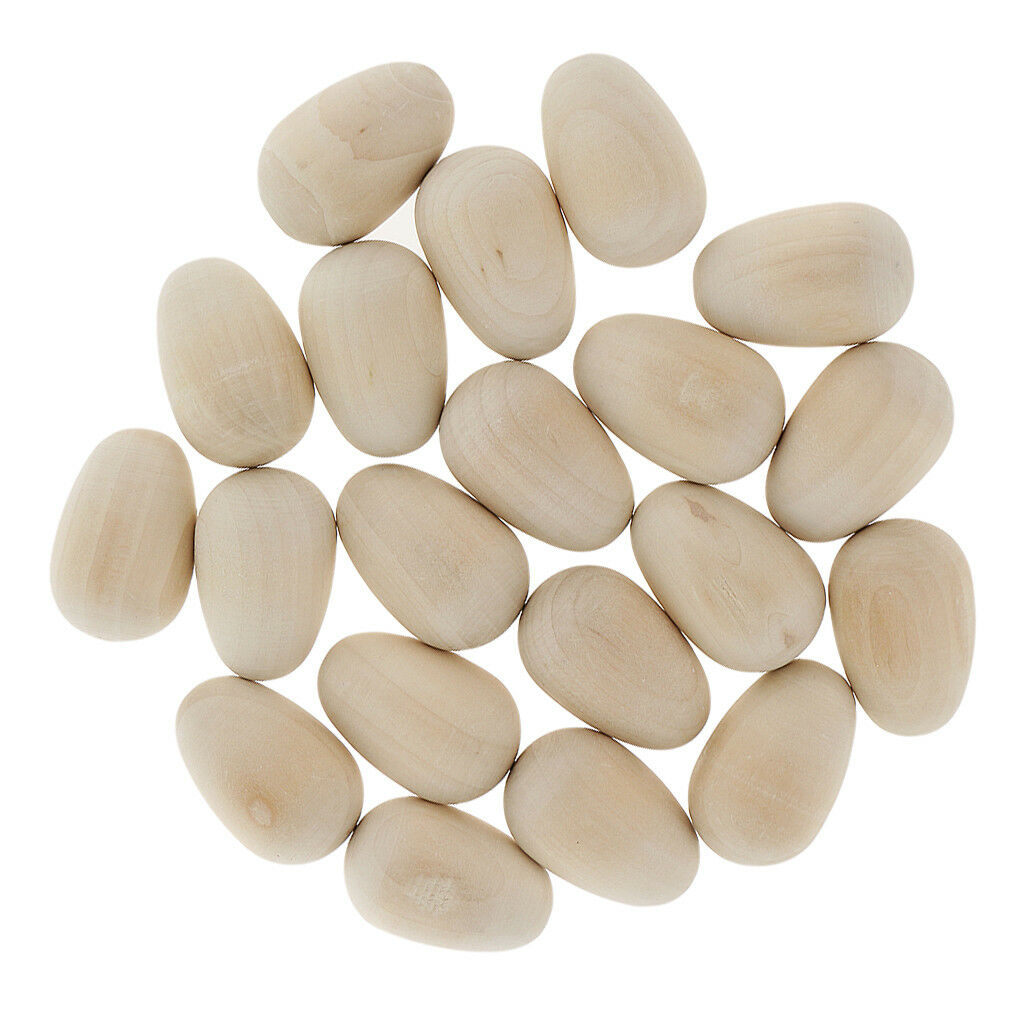 20 Unpainted Natural Wooden Eggs Wood Easter Decorations Embellishment Craft