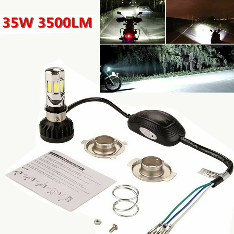 6 COB LED Bulb White 3500LM Hi/Low Beam Motorcycle Headlight H4 HS1 BA20D P15D