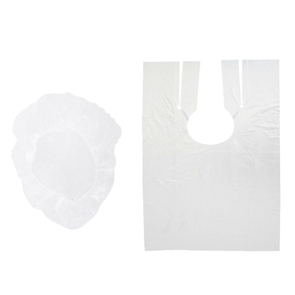 150Pcs Anti-static Hair Cutting Cape Plastic Coloring Apron Wrap Shower Caps