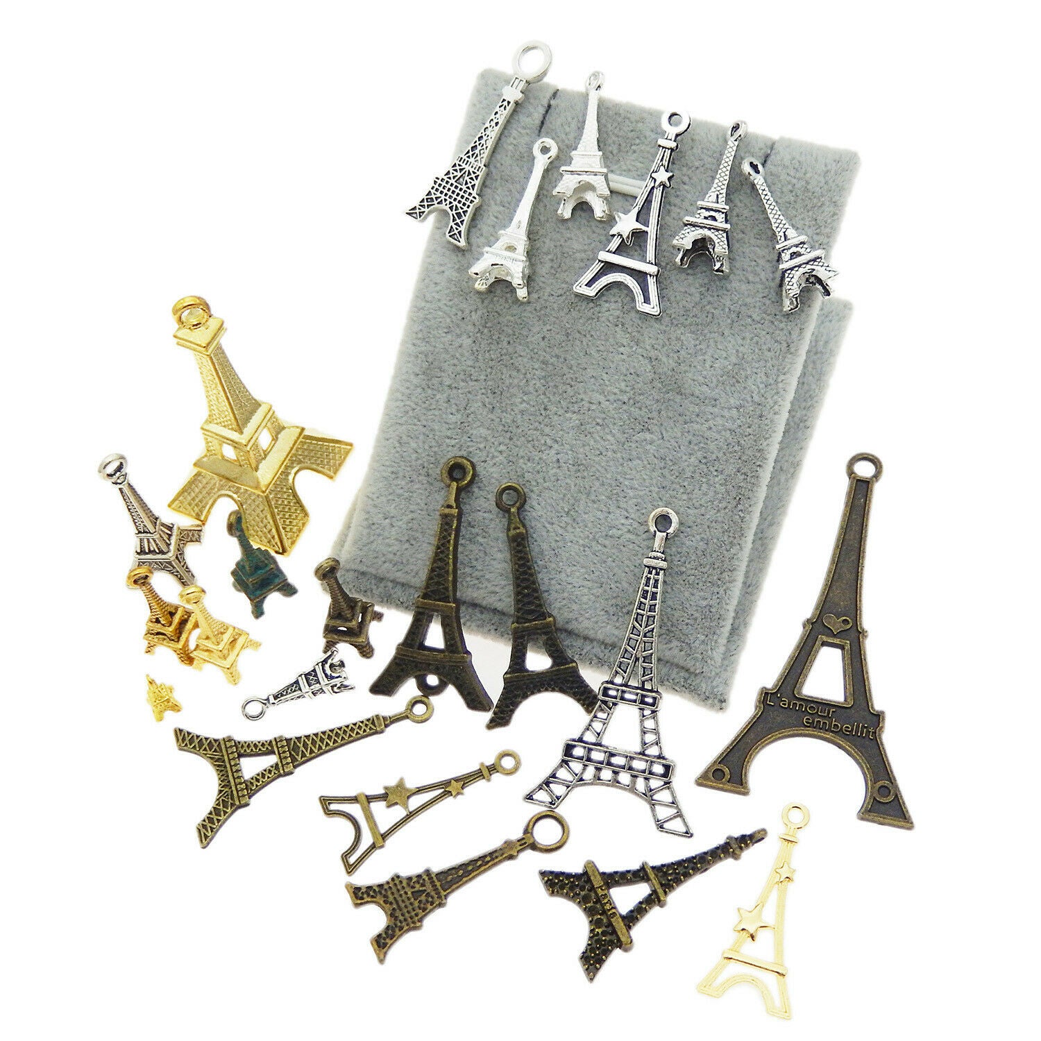 20 Mix Metal Alloy Eiffel Tower Charm Pendant DIY Jewelry Making Findings 1-5cm