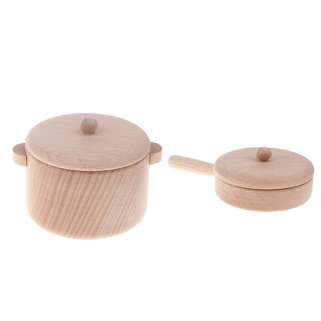 Wooden Frying Pan Set Kids Kitchen Imagination Kids Play Role Play
