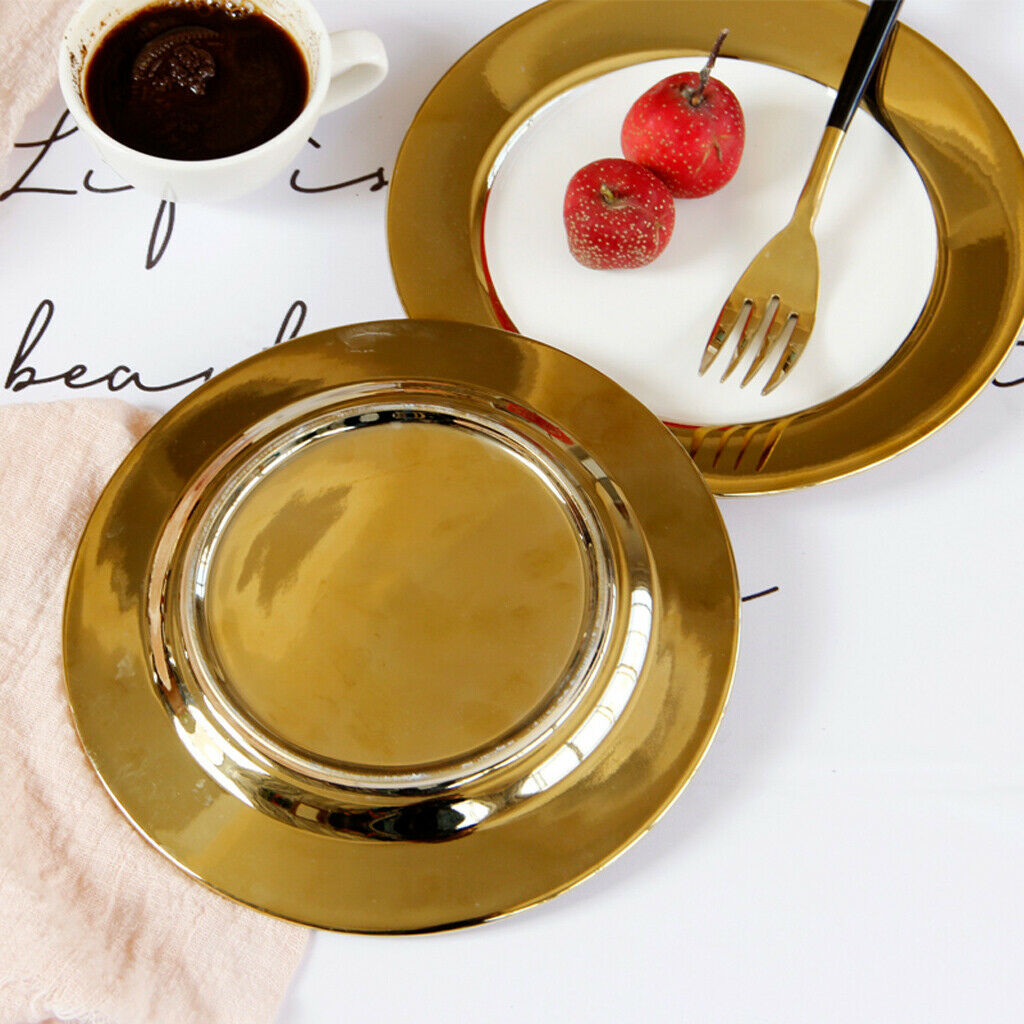 Golden European Style Ceramic Plate Dessert Beef Steak Spaghetti Plate