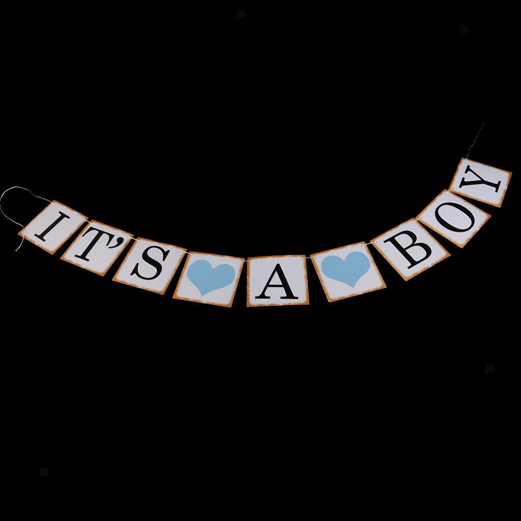 Set of 2 Baby Blue & White Letter Sign Baby Shower & It's A Boy Bunting Banner