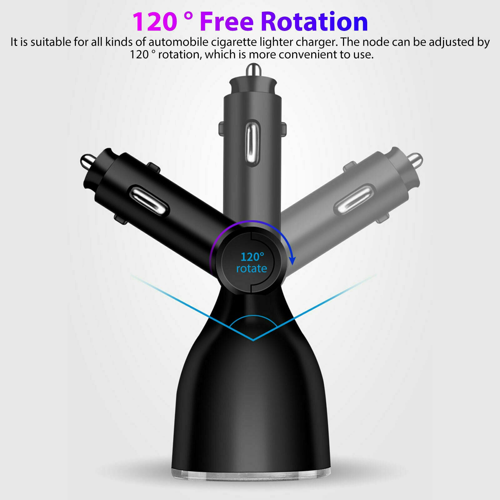 2 Way Car LED Lighter Socket Splitter Dual USB Charger Power Adapter LED