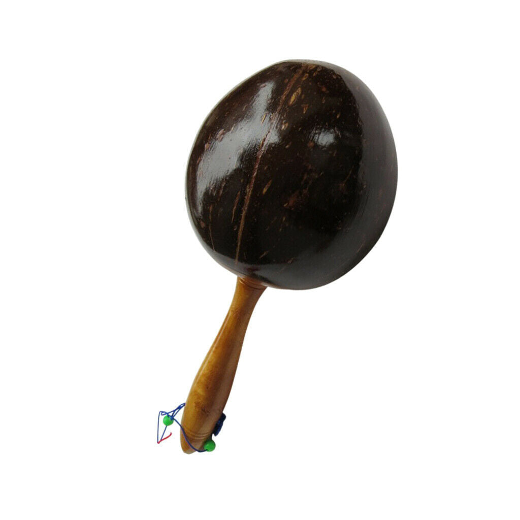 Fun Party Maracas Coconut Shell Wooden Painted Maraca Sand Shaker Hammer Rattle