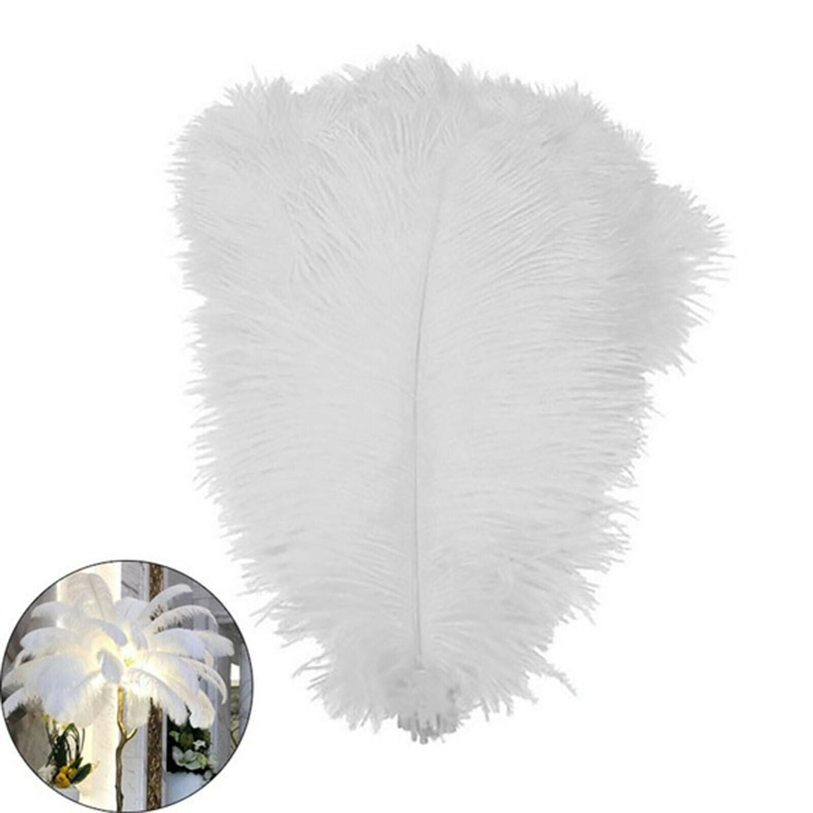 10x Ostrich Feathers 9.8-11.8 inch Decorations Home White #Natural for Party