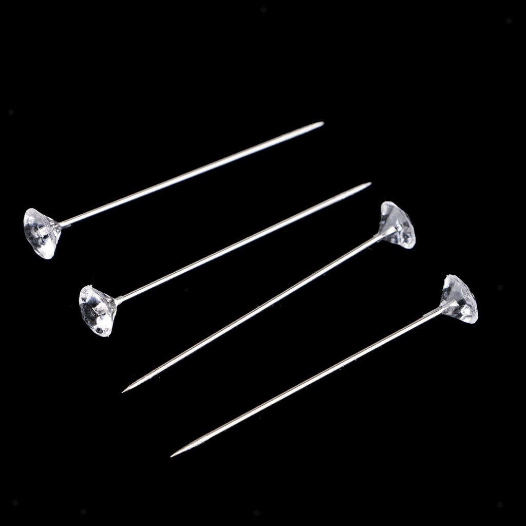 400pcs Clear Crystal Diamante Head Pin Wedding Bouquet Pins Buttonholes