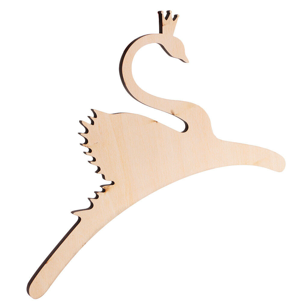 1Pc Cute Swan Shape Kids Room Wooden Coat Clothes Hooks Hangers Natural Wood