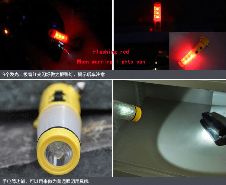 Car Safety life saving Hammer Auto tool With Warnin Flashlight Multi Function